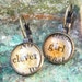 Word Earrings - CLEVER GIRL - Vintage Words, Glass cabochons, antiqued brass