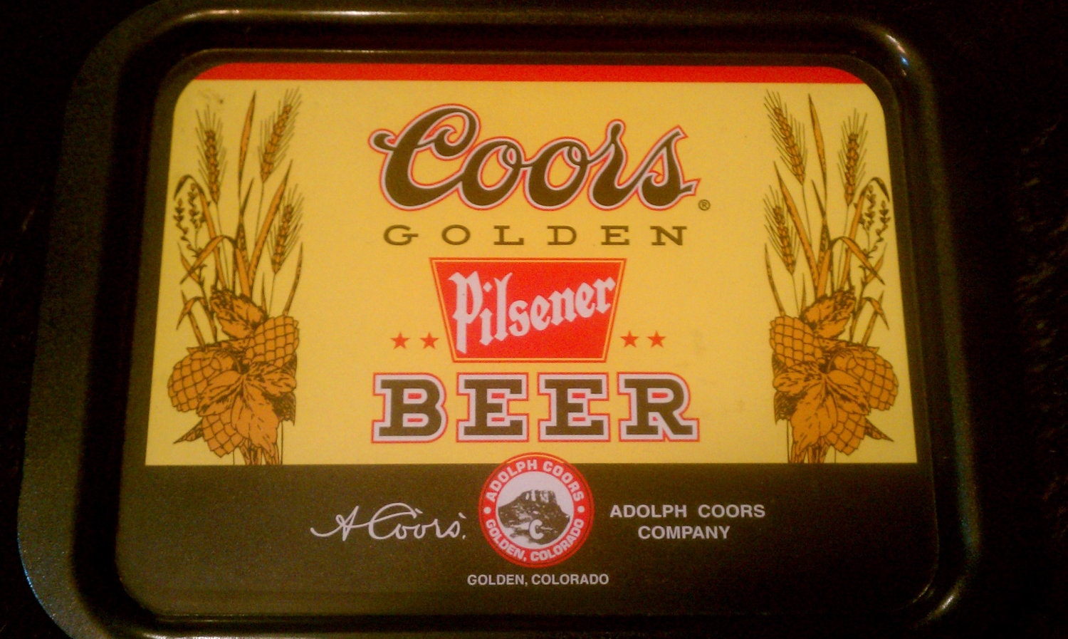 Vintage Coors Golden Pilsner Beer Tray by Adolph Coors Company