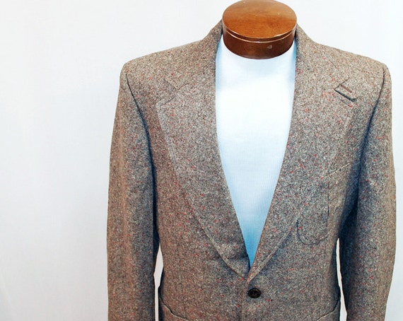 Vintage Mens Tweed Sport Coat with Elbow Patches by redangora