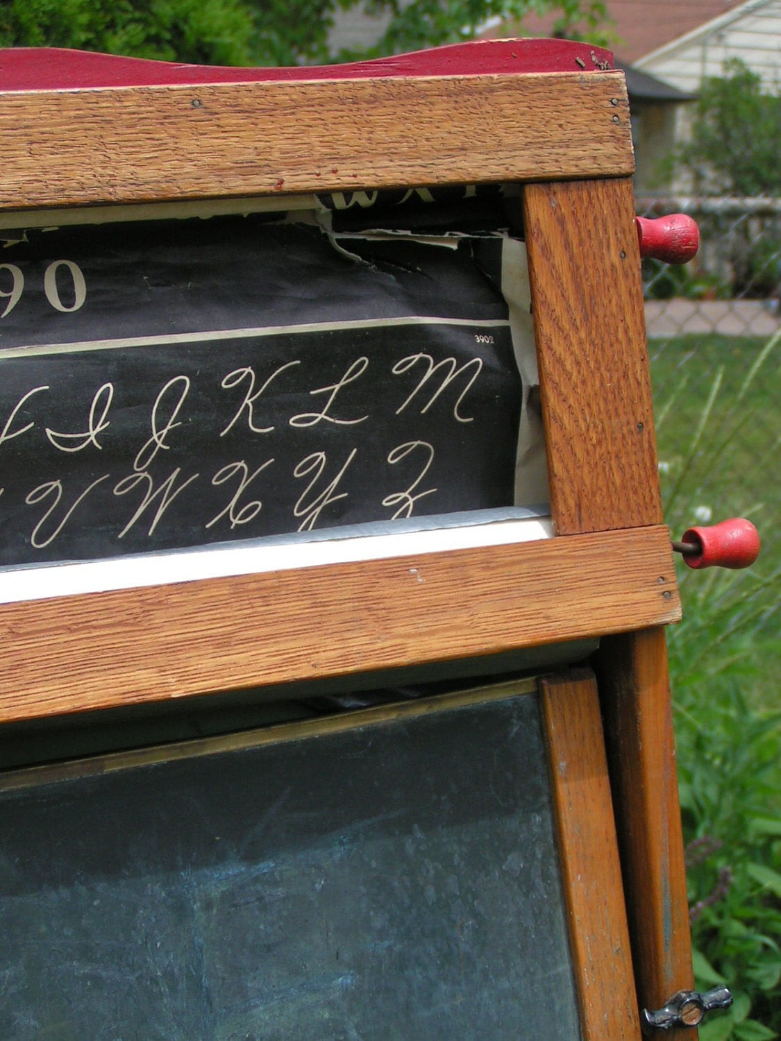 Vintage Standing Chalkboard Easel with Rolling Alphabetical