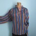 70s VTG Striped Silk Hippie Shirt Top large Royal Silk