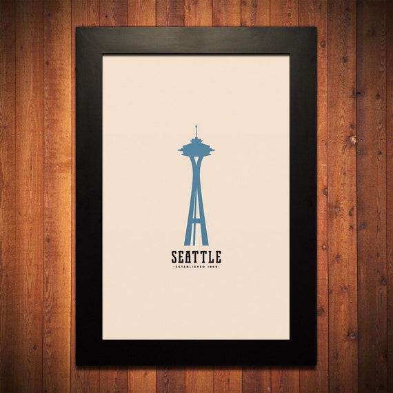 SEATTLE Minimalist City Poster 12 x 18 by FlyingJunction on Etsy