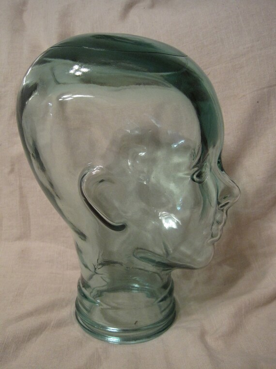 Vintage Glass Mannequin Head Wig Hat Stand