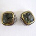 1980s gold and silver faceted glass square button earrings