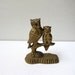 Vintage retro owl and owlet on a branch brass figurine