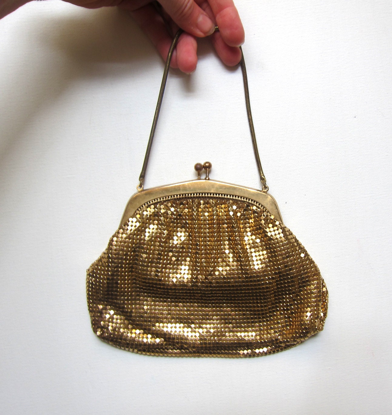 Vintage Mid Century Oroton gold metal mesh evening formal