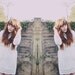 Cream floral lace dress 60s long sleeve S/S dress