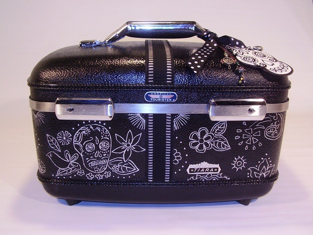 Upcycled Vintage Luggage Train Case Sugar Skull by VintageCases