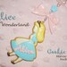 Alice Shaped Frosted Cookie with MIRROR Alice Seeing Stars Beaded Necklace