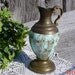Vintage Holland Delft Blue Pottery and Brass Pitcher