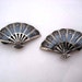 Vintage Sterling Earrings -Siam Niello Sterling Fan Shaped Clip Ons