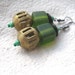 African Brass and green glass horn Earrings by Fianaturals