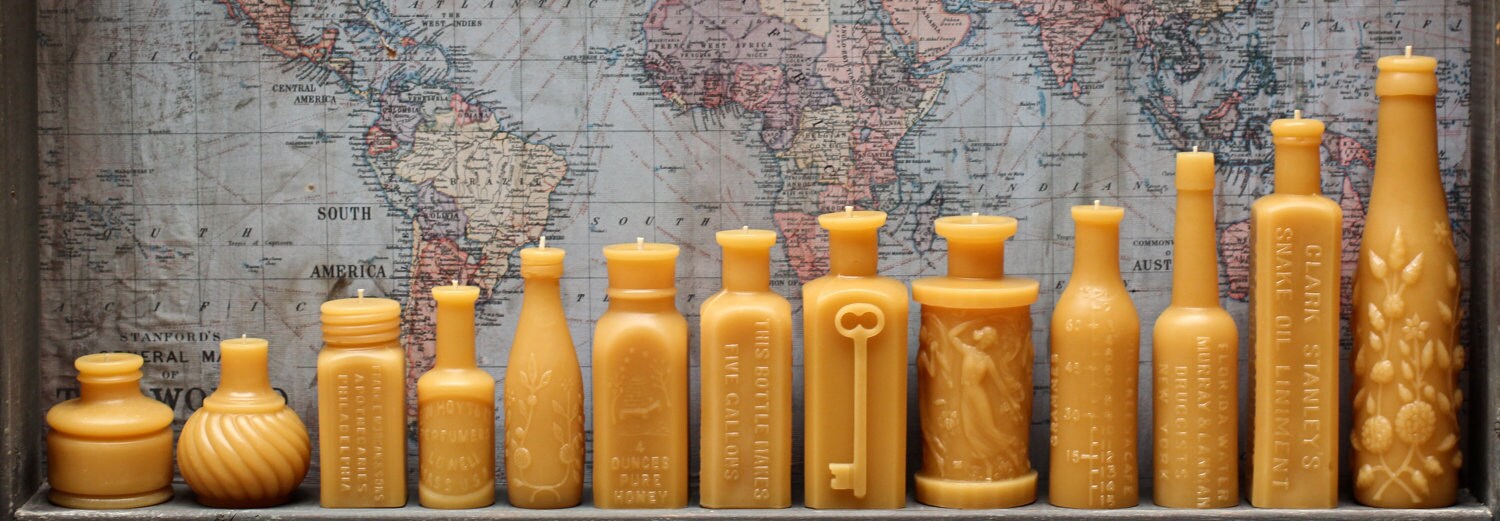 Beeswax Candle Collection antique bottle shaped Huge
