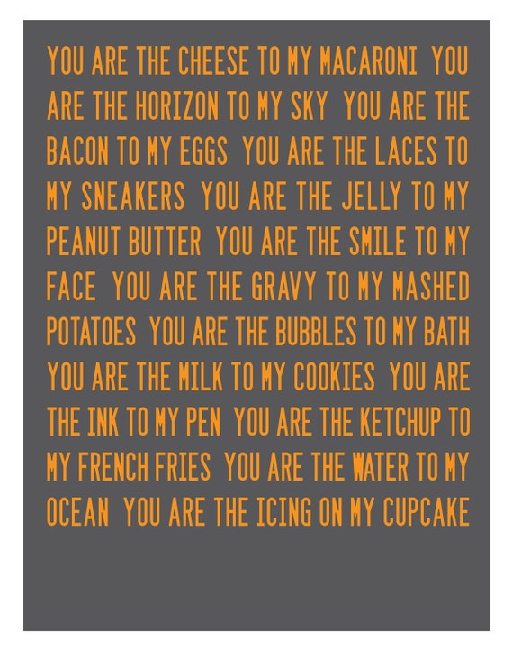 Items similar to 11x14 Poster - You are the cheese to my macaroni GRAY