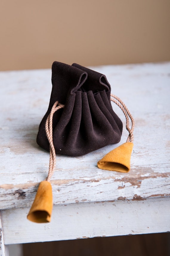 Items similar to Small Leather Medicine Pouch, Leather Sack, Pull