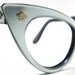 Vintage 50s Cat Eye Eyeglasses Sunglasses Glasses New Silver Blue