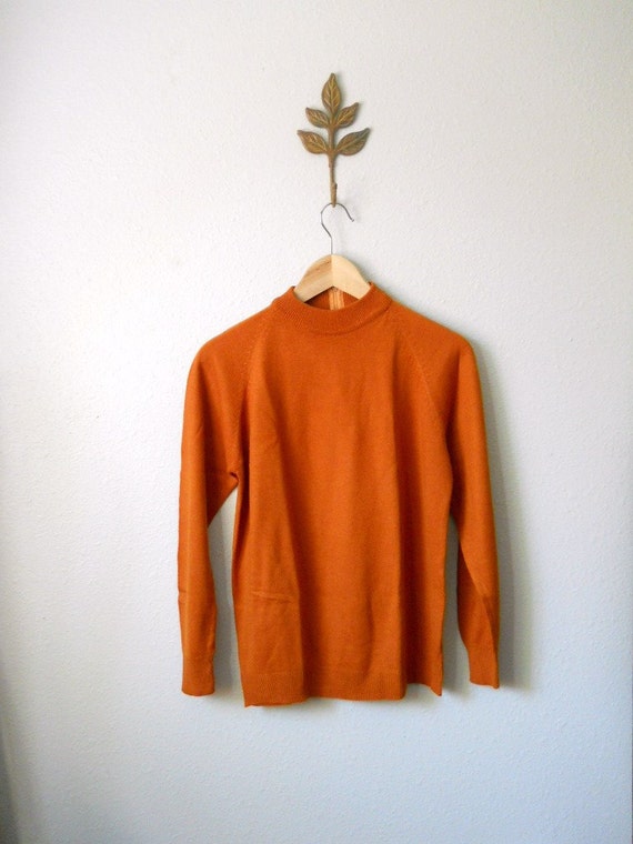 60s Pumpkin Orange Autumn Sweater / womens by PerennialVintageShop
