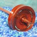 Paduak & Tulipwood Drop Spindle - Copper InLace, Turquoise Nuggets
