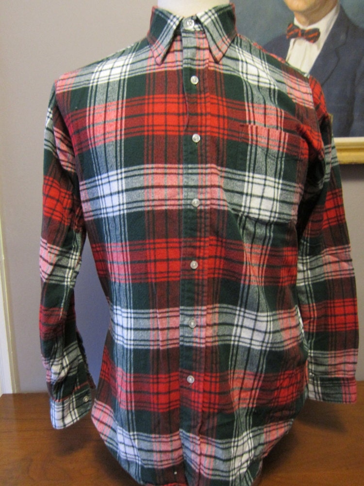 USA Made LL Bean Tartan Flannel Shirt 15.5 Medium