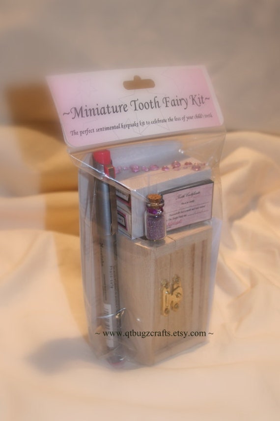 Items similar to Miniature Tooth Fairy Kits...Pink & White Sparkle