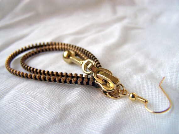 Gold Zipper Loop Earrings