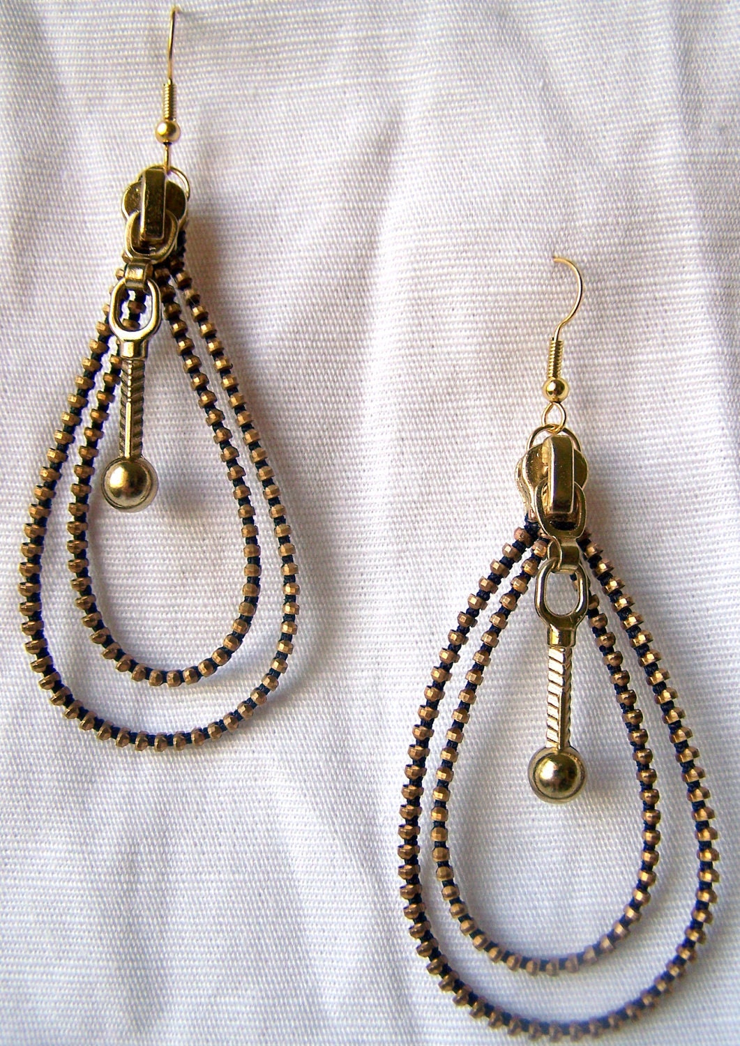 Gold Zipper Loop Earrings