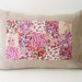 Raspberry Liberty of London Patchwork Pillow on Natural Linen. 12x16