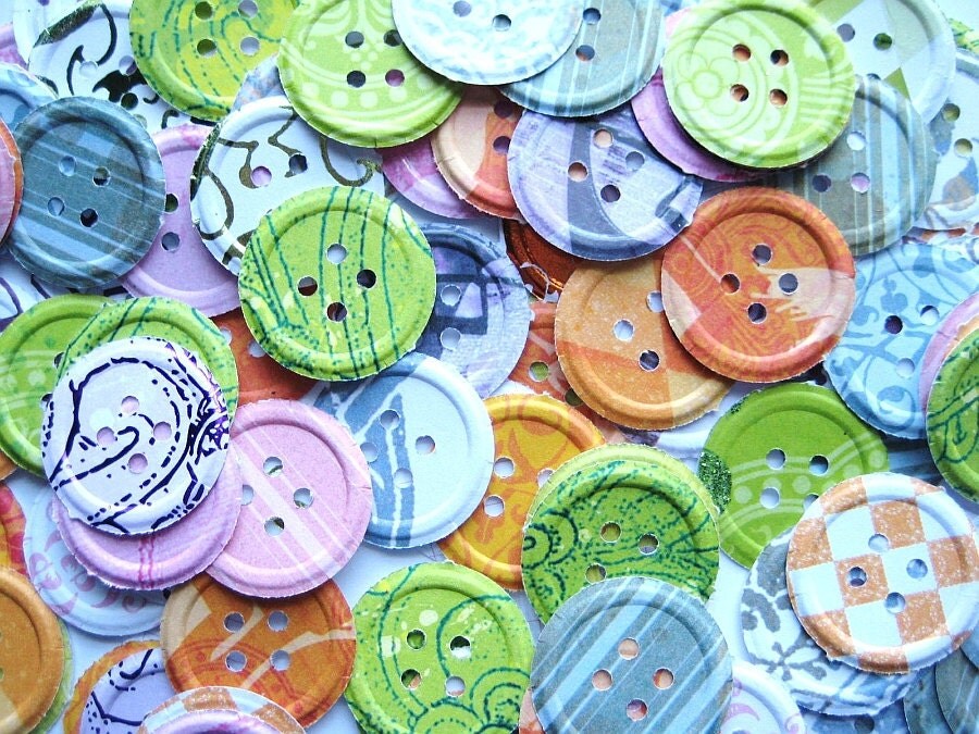 100 Embossed Buttons punch die cut embellishments E989