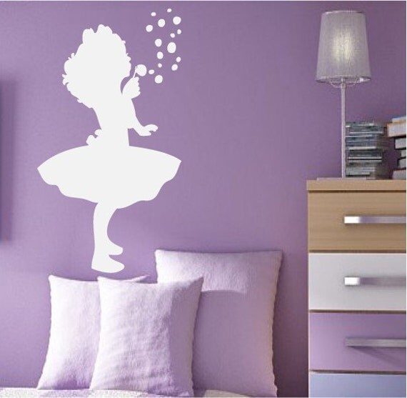 Girl Blowing Bubbles Cute Silhouette Wall by HomeandAutoDesigns