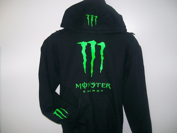 Items similar to Monster Energy BLACK Youth Hoodie Neon Green logo S-XL ...