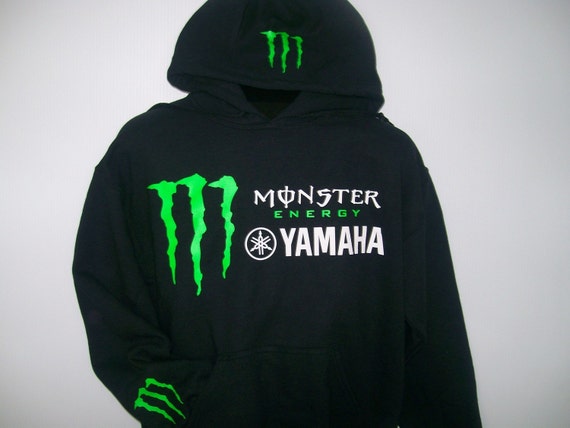 Items similar to Monster Energy/YAMAHA Black Youth Hoodie Neon Green ...
