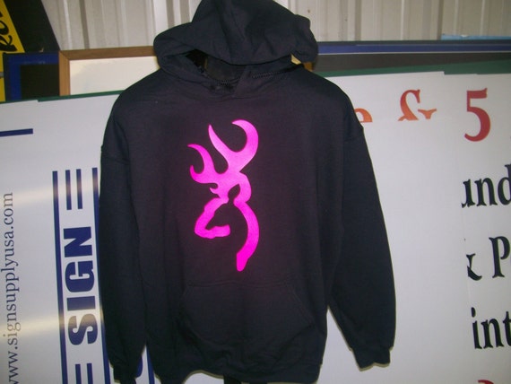 vintage rhinestone hoodie logo Browning to 1 Neon similar Pink Items logo S Hoodie black