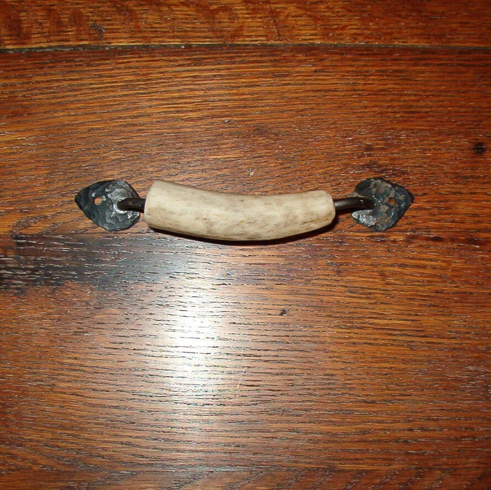 deer antler furniture drawer pull hand wrought petite