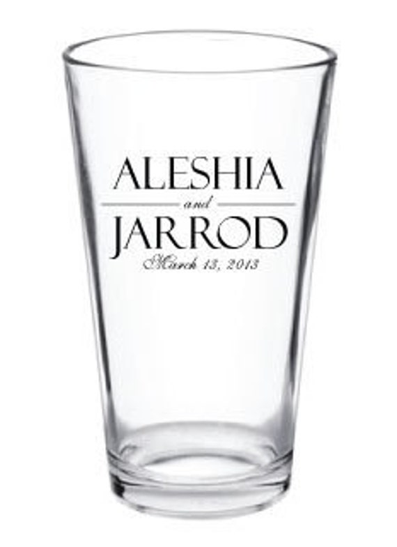 24 Personalized Custom Wedding Favor Glass Pub Pint Glasses