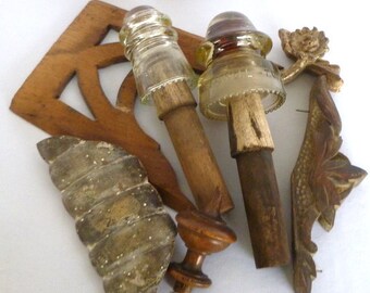 VINTAGE INSULATORS on their SPOOLS / a pair