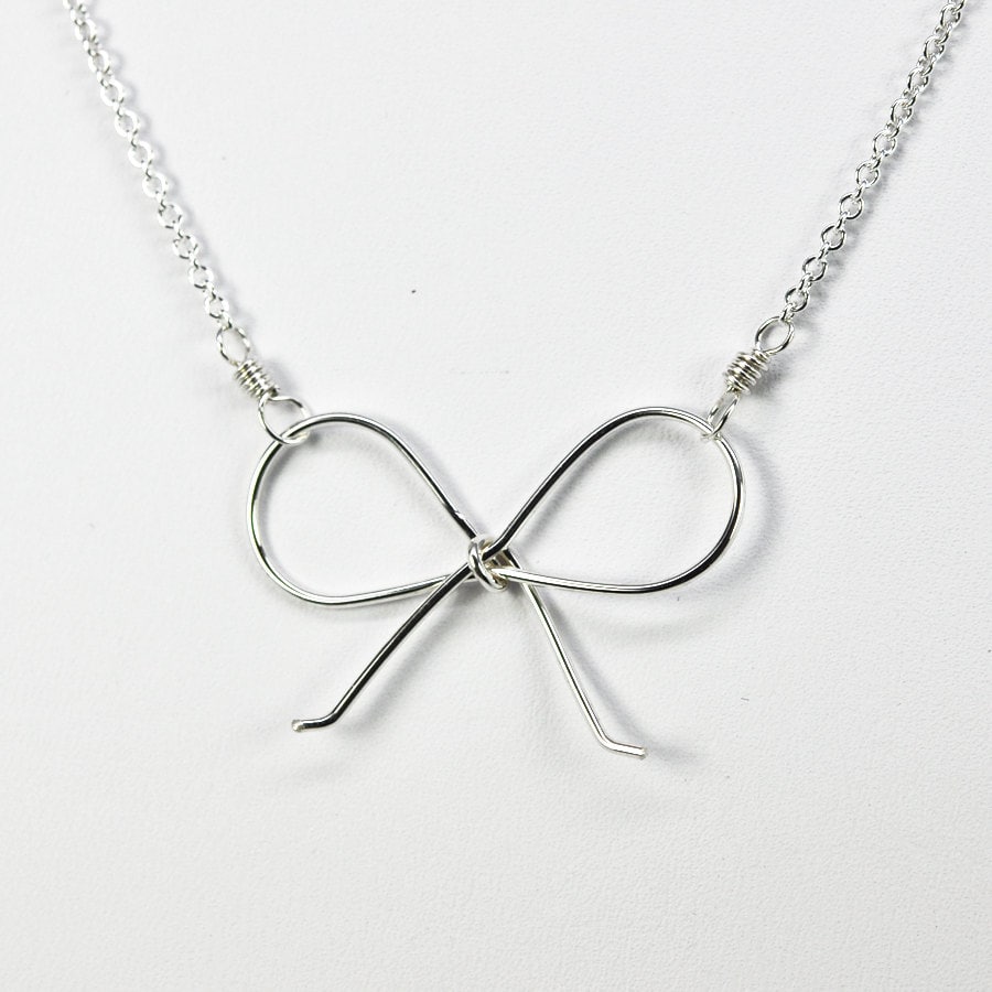 Silver Bow Necklace Argentium Sterling by KristinNoelDesigns