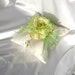 Ring Bearer Pillow in Ivory Satin - Celedon Dupioni Silk and Large Full Bloom Silk Rose