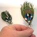 Peacock Eye Feather and Rhinestone Hair Pins - Ready to Ship