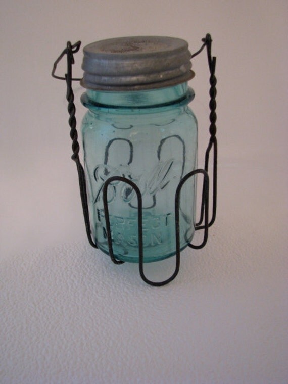 1930's Antique Wire Canning Jar Holder With Pint Size by LilandLou