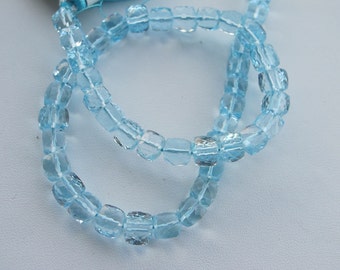 Sky Blue Topaz Faceted Cubes-5x5x5mm