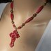Reserve for Rebecca-Magenta Sea Sediment gemstone necklace with Cross pendant- large red jasper gemstone pendant