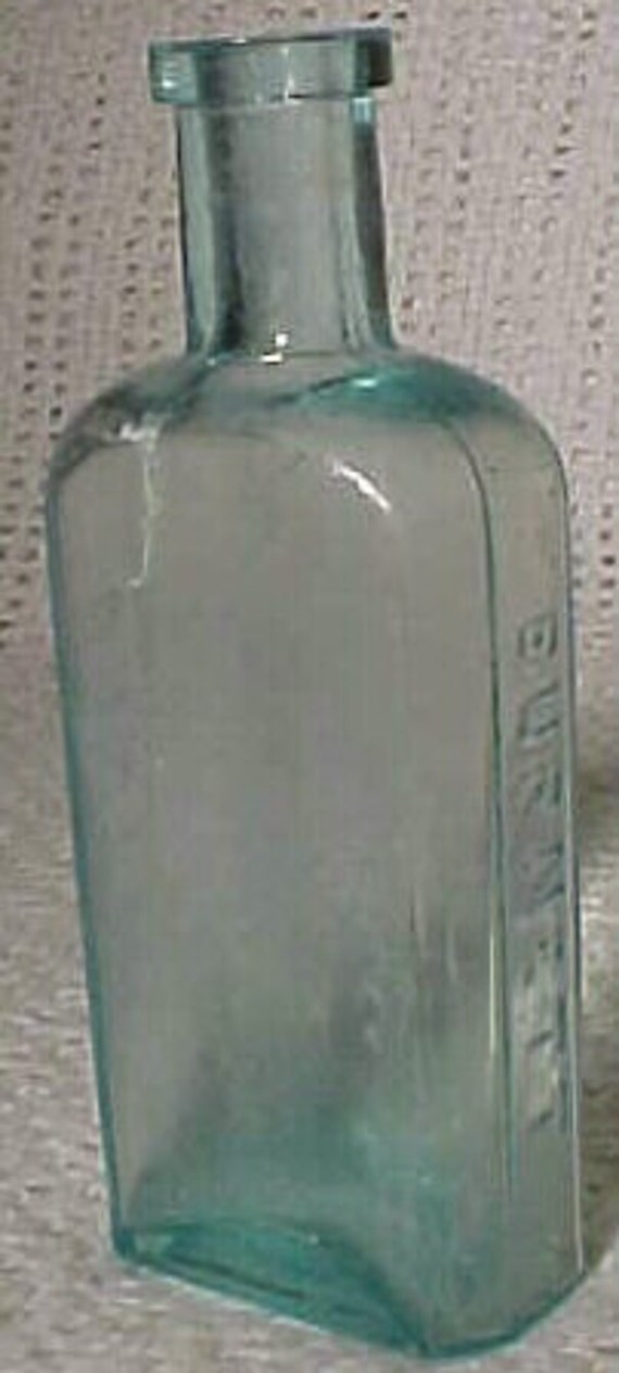 c1880s Burnett Boston Aqua Blown Glass Medicine bottle