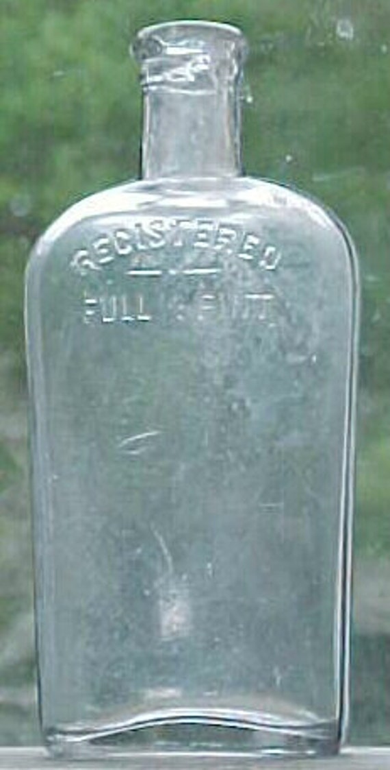 c1890s Registered Full 1/2 Pint Whiskey Flask Cork Top Pint