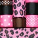 Leopard Animal Print Grosgrain Ribbon Lot Mix 10YDS Hot Pink Brown Black