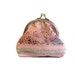Coin purse rose smoke batic fabric and vintage lace