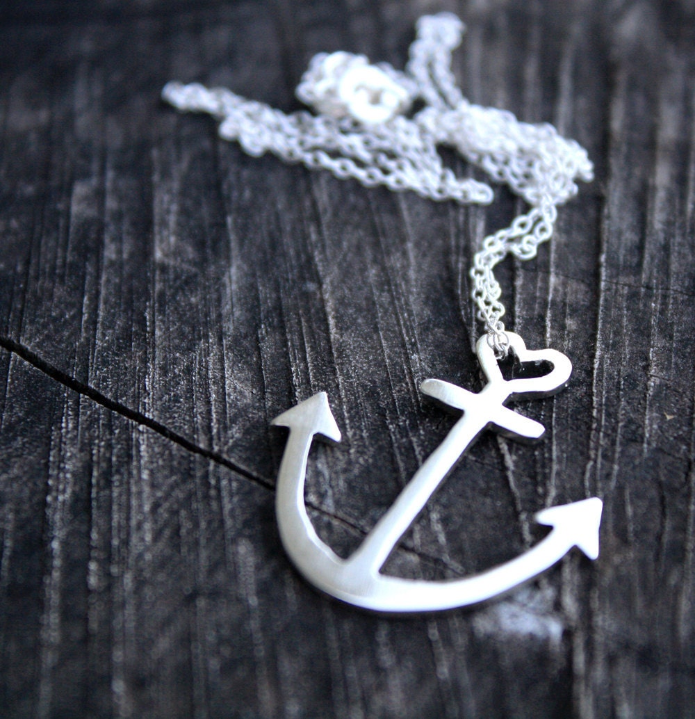 anchor necklace sterling silver anchor pendant with by LolaAndCash