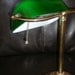 Banker's Lamp Vintage 70s Green cased Glass Shade on Brass Support-Traditional Lighting