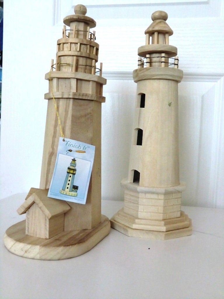 Ready to Paint Wood Lighthouse Bird House Set of 2 Craft Kit