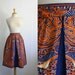 1970s cobalt blue and orange ethnic print skirt size small
