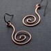 Copper Spiral Earrings Oxidized Silver Celtic Folk Rustic Whimsical Swirls Earthy Simple Artisan Hammered Hand Forged Mixed Metal Orange